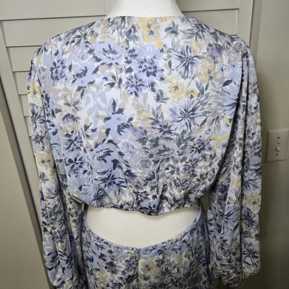 Floret Studio Blue Multi Floral Maxi Dress Size L - Picture 5 of 12